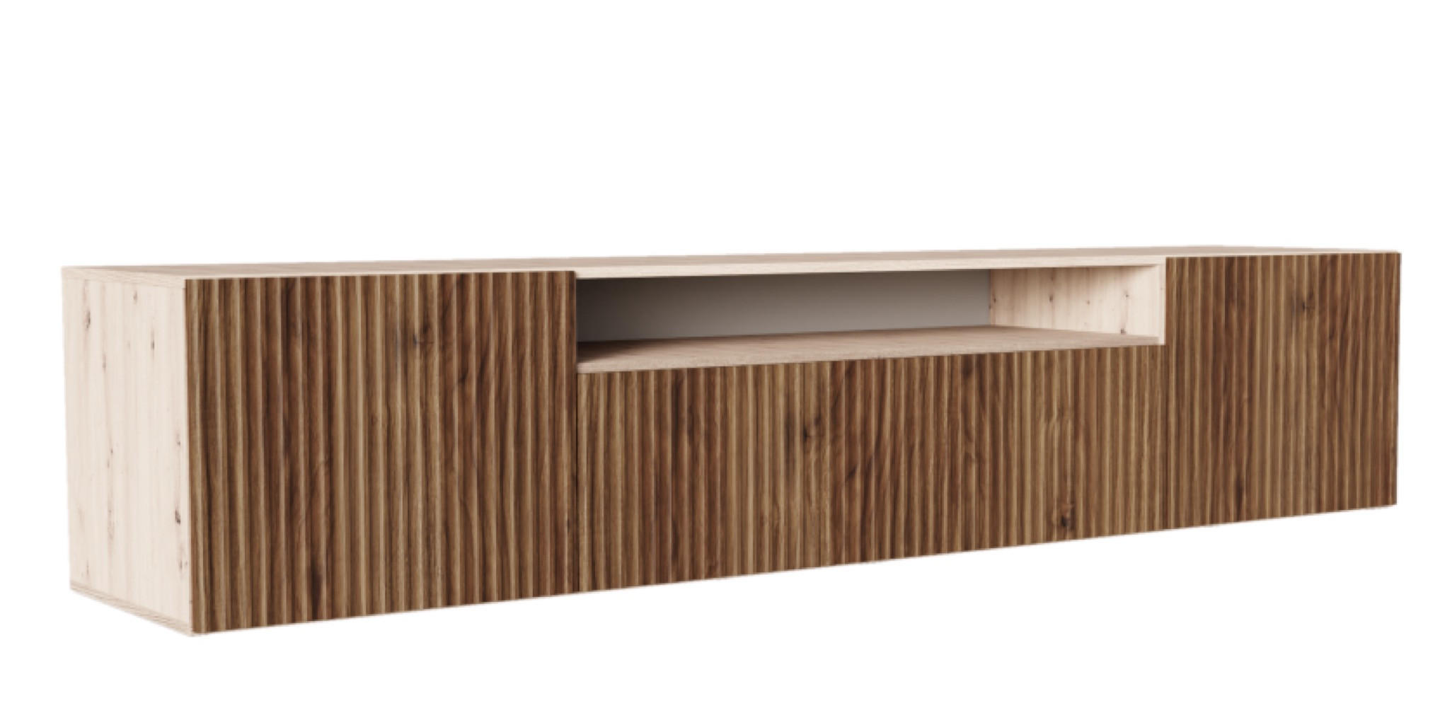 TV-LOWBOARD Artisan+Catania Eiche Hängend Mit Gerillten Fronten - Braun, Holzwerkstoff (200/40/41cm) - Sepro Meble