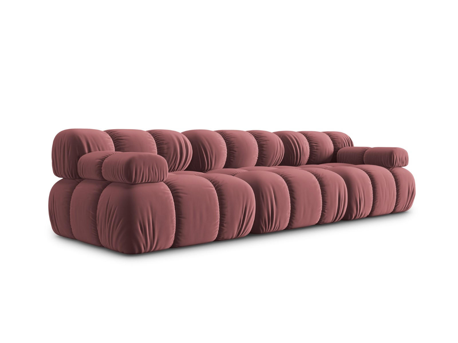 MODULARES-SOFA Bellis aus Samt rosa 3 Sitzplätze - Pink, Textil (94/63/282cm) - Micadoni