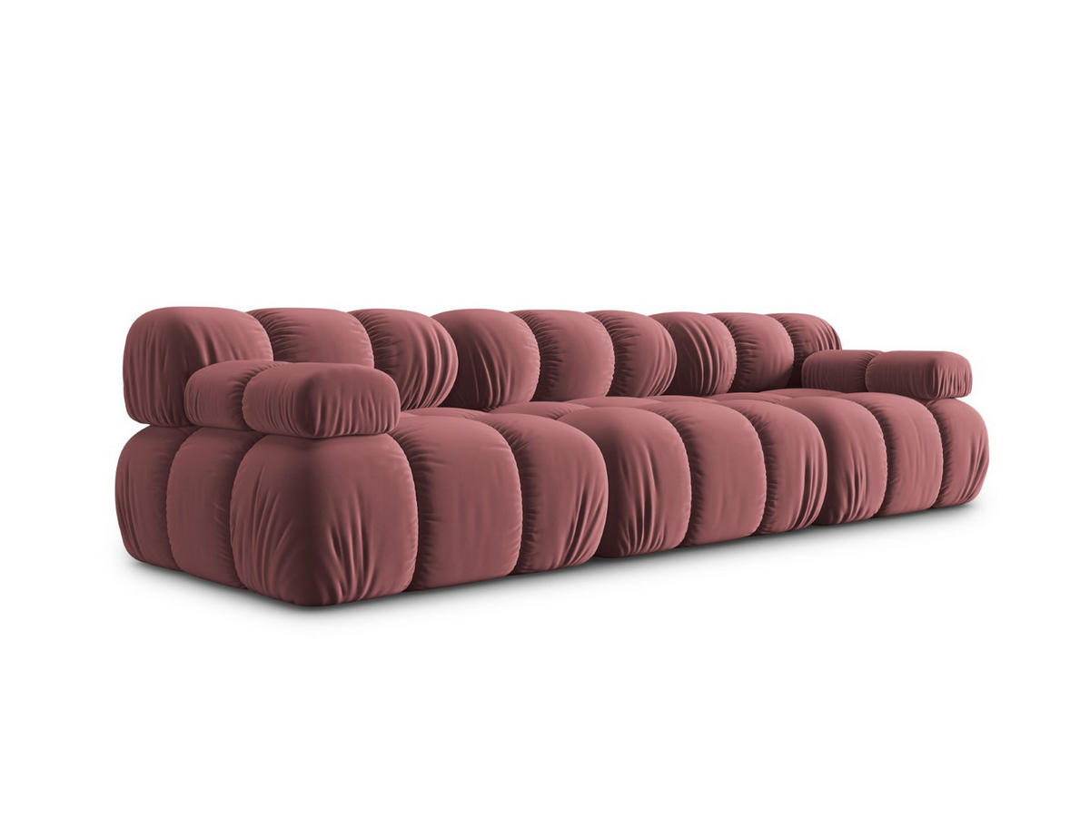 MODULARES-SOFA Bellis aus Samt rosa 3 Sitzplätze - Pink, Textil (94/63/282cm) - Micadoni