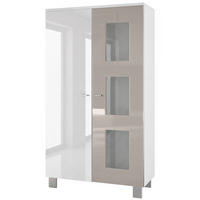 VITRINA Denjo Bijela mat / Bijela visoki sjaj / Pješčano siva visoki sjaj (71 x 129 x 35 cm) - boje pijeska, drvni materijal (71/129/35cm) - Vladon