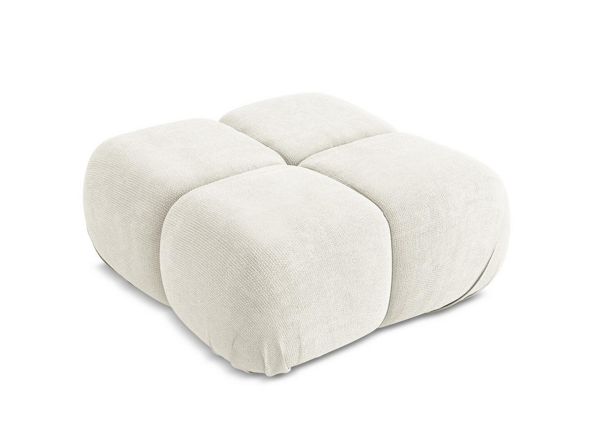 POUF Chenille Stoff Weiß - Pink/Schwarz, Kunststoff/Textil (95/41/95cm) - Makamii