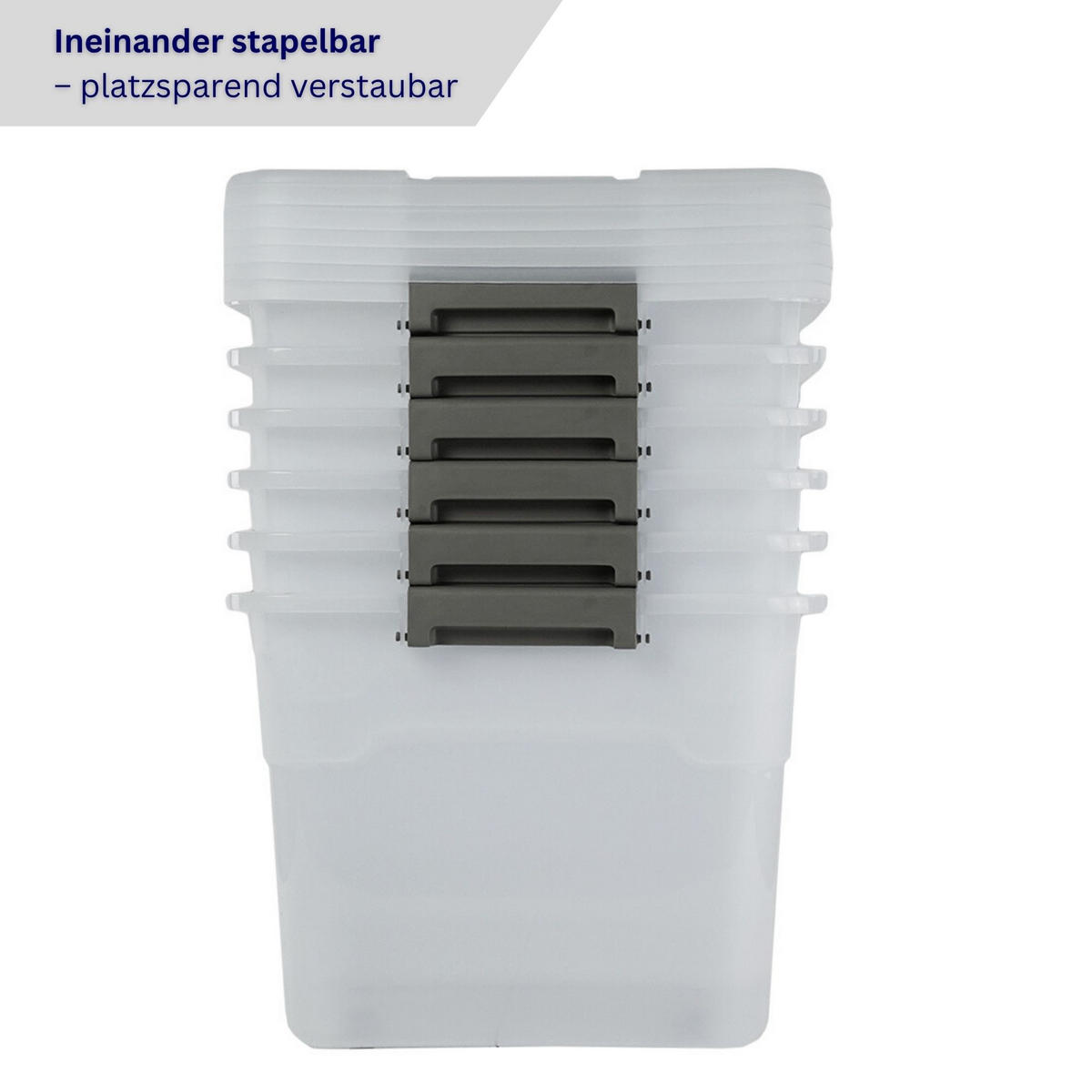 AUFBEWAHRUNGSBOX mit Deckel 45L im 6er Set Groß Rollen transparent stapelbar - Transparent, Kunststoff (52/30/38cm) - PROREGAL