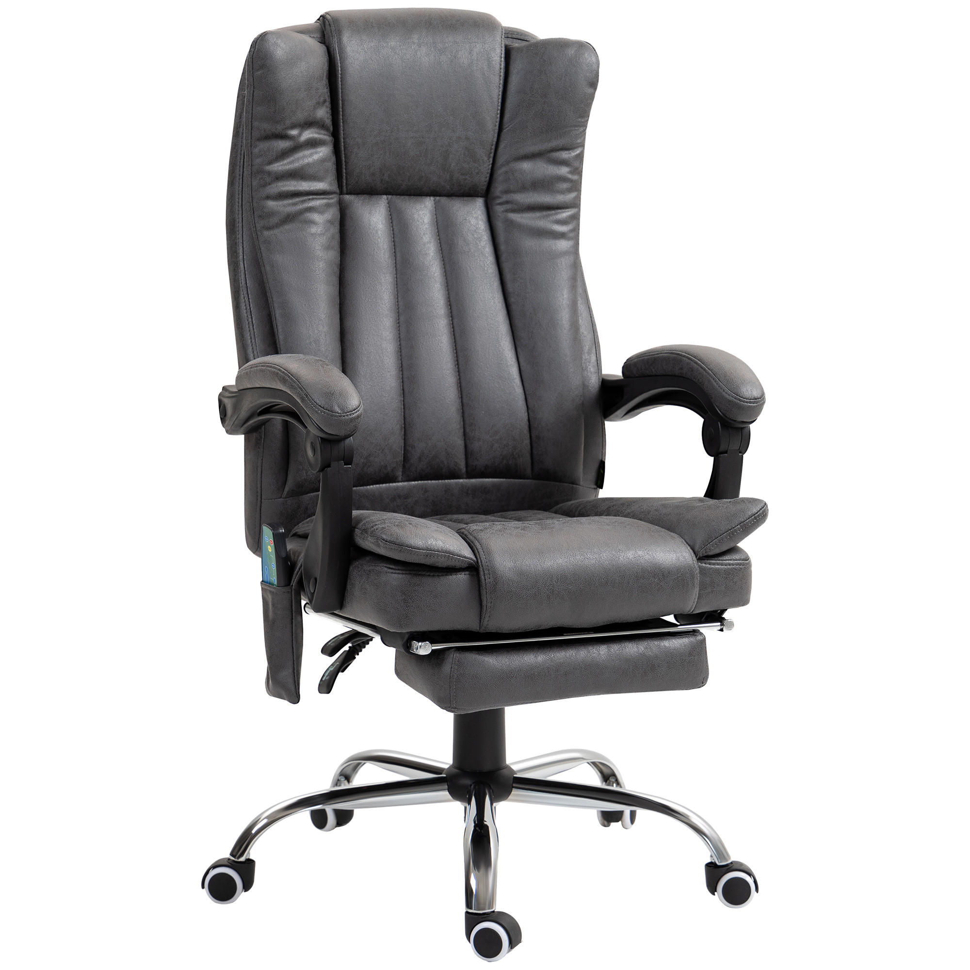 BÜROSTUHL mit Vibrationsmassage, Ergonomisch Schreibtischstuhl mit Liegefunktion - Grau, Kunststoff (70/120/62cm) - Vinsetto