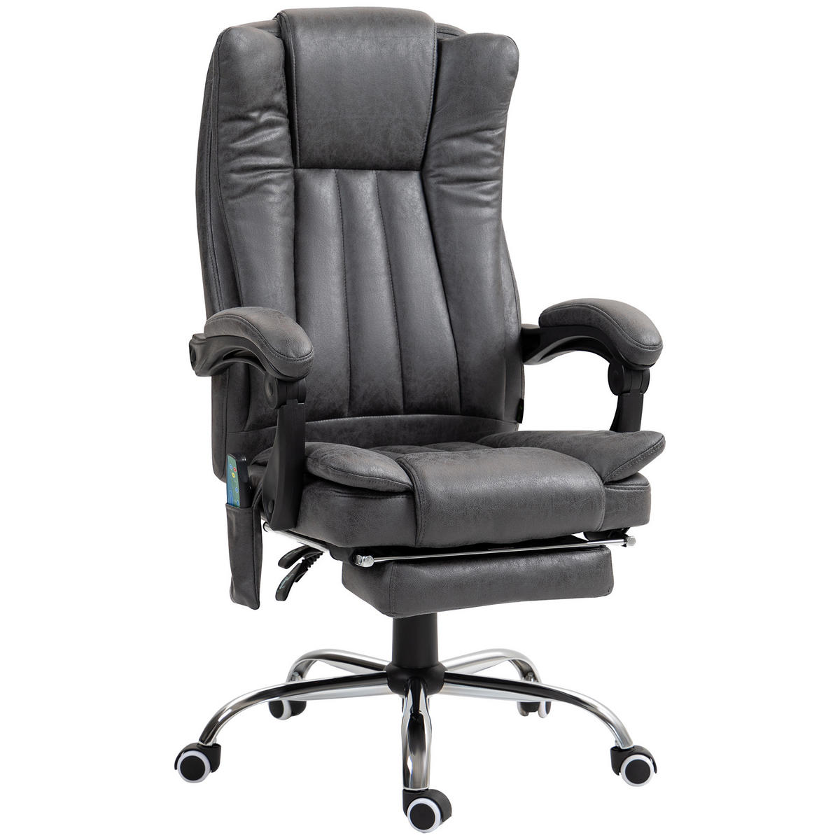 BÜROSTUHL mit Vibrationsmassage, Ergonomisch Schreibtischstuhl mit Liegefunktion - Grau, Kunststoff (70/120/62cm) - Vinsetto