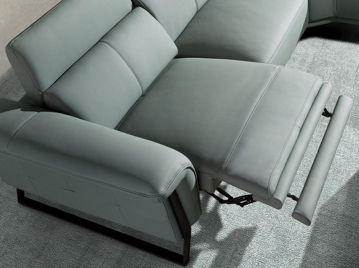 ECKSOFA Relax-Ecksofa rechts in türkisgrünem Leder 306/229/97 cm - Türkis/Schwarz, Leder/Holz (306/229cm) - ANGEL CERDA