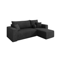 ROHOVÁ SEDAČKA s funkcí spaní, otoman vpravo SENO-L 249x139x85 tmavě šedá velur - černá/antracitová, kompozitní dřevo/textil (249/139cm) - ALTDECOR