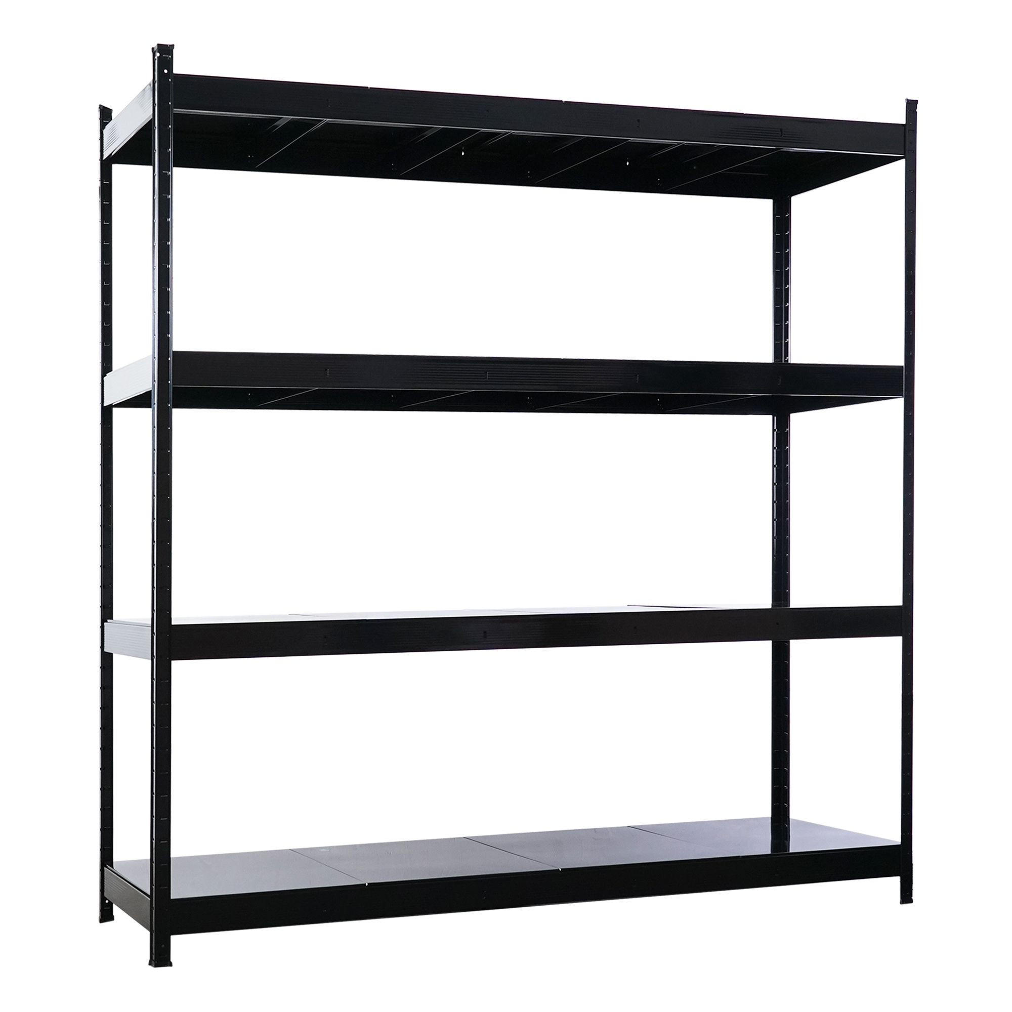 SCHWERLASTREGAL Hercules 200x200x60cm 4 Stahlplatten-Ebenen Fachlast 400kg Schwarz - Schwarz, Metall (200/200/60cm) - PROREGAL