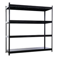SCHWERLASTREGAL Hercules 200x200x60cm 4 Stahlplatten-Ebenen Fachlast 400kg Schwarz - Schwarz, Metall (200/200/60cm) - PROREGAL