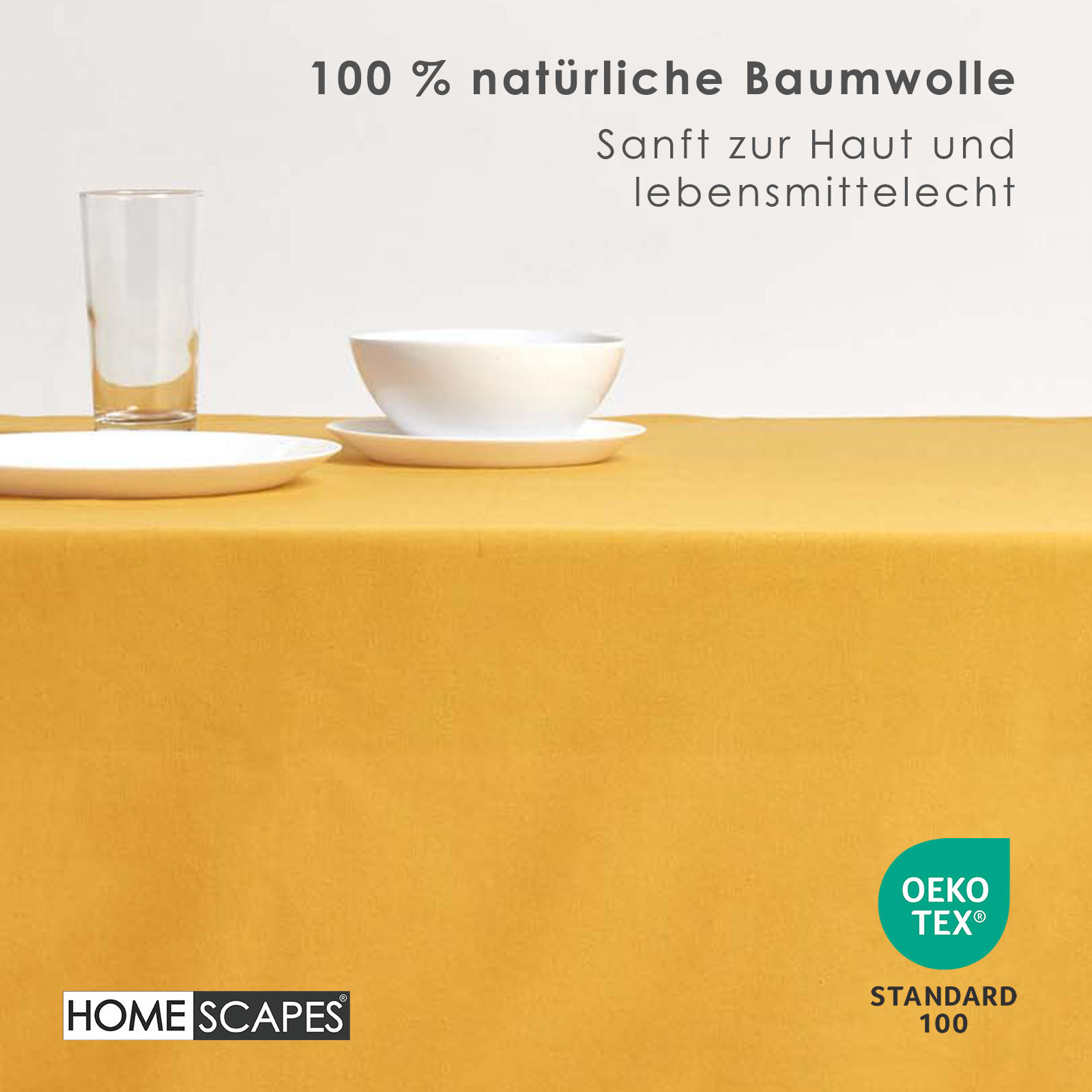 TISCHDECKE senfgelb rund 178 cm, 100% Baumwolle - Dunkelgelb, Textil (178/178cm) - Homescapes