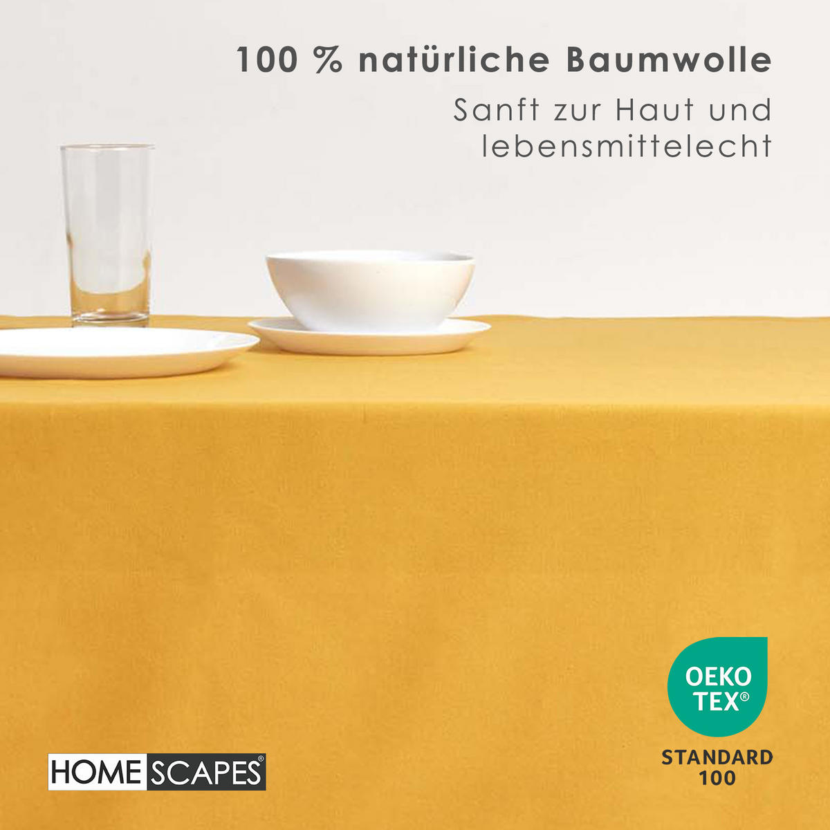 TISCHDECKE senfgelb rund 178 cm, 100% Baumwolle - Dunkelgelb, Textil (178/178cm) - Homescapes
