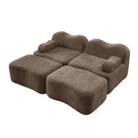 2-SITZER SOFA Samt Braun mit Ottomans - Braun, Textil (192/70/167cm) - WISHDOR