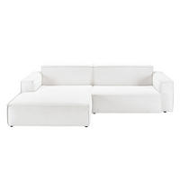 ECKSOFA SAMU Weiß Cord - Schwarz/Weiß, Textil (276/168cm) - KAWOLA