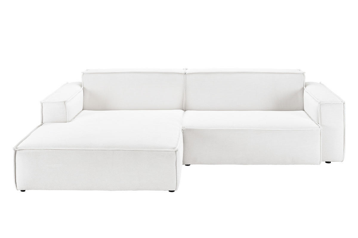 ECKSOFA SAMU Weiß Cord - Schwarz/Weiß, Textil (276/168cm) - KAWOLA