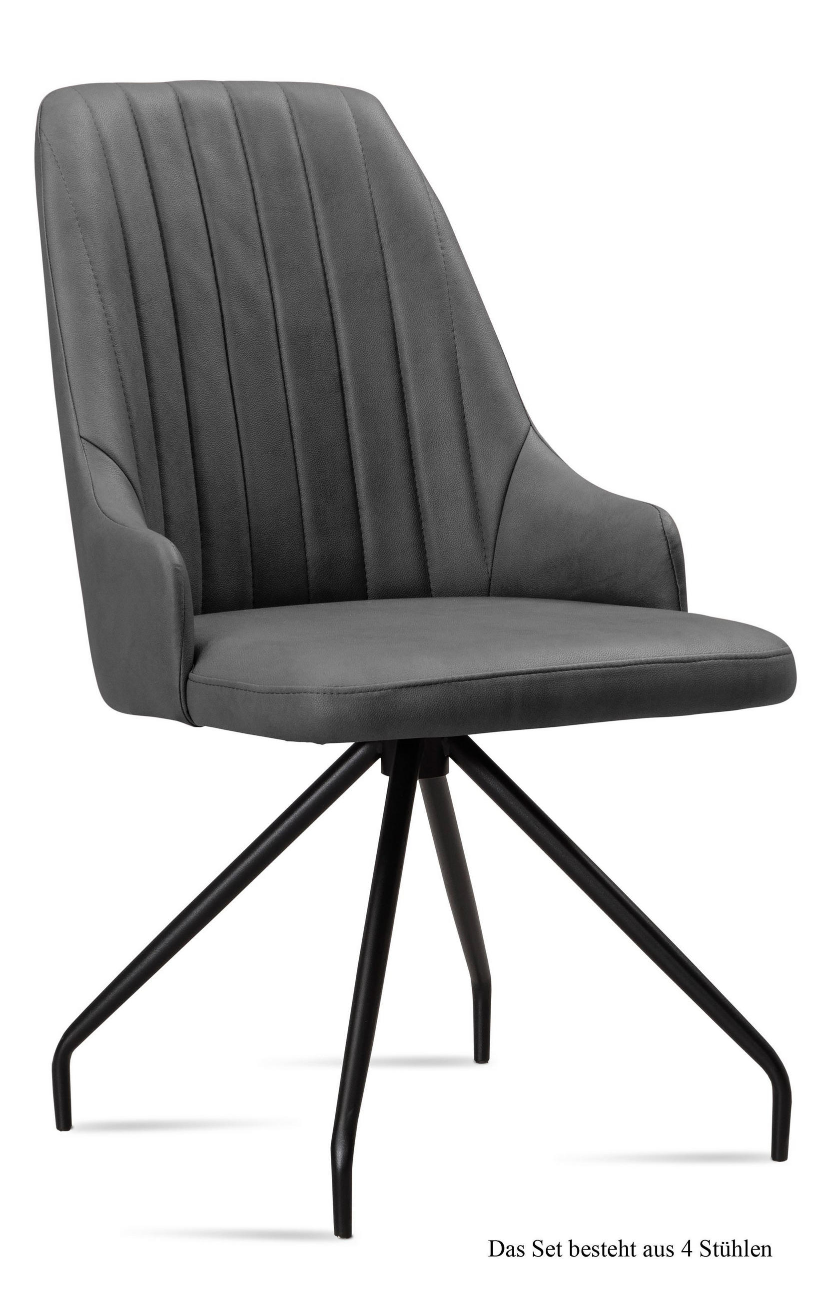 ESSZIMMERSTUHL (4er-Set) Dilara 52x91x60 Schwarz/Grau - Schwarz/Grau, Kunststoff (60/91/52cm) - 58aufmkessel