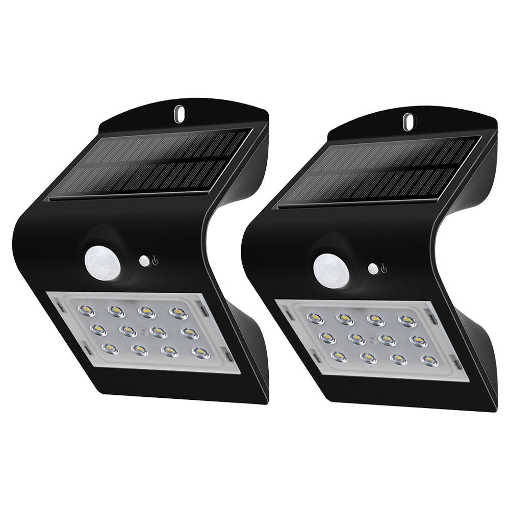 LED WANDLEUCHTE Kunststoff Schwarz 2er Set - Schwarz, Kunststoff (14.5/9.6/7.9cm)