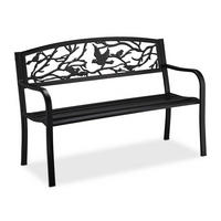 GARTENBANK Vögel - Schwarz, Metall (127/87/57cm) - Relaxdays