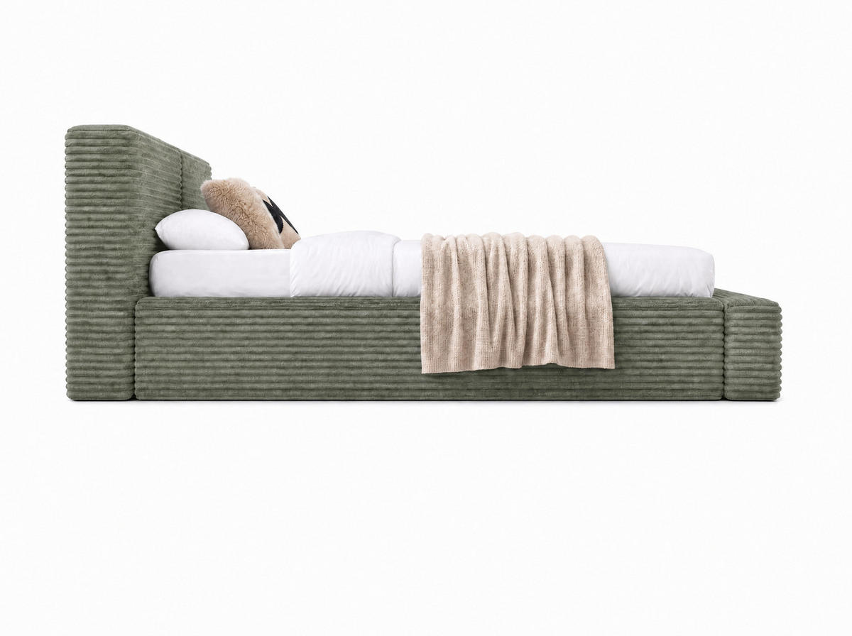POLSTERBETT Nara Oliv 200/200 cm mit Bettkasten - Olivgrün, Textil/Metall (200/200cm) - wonello