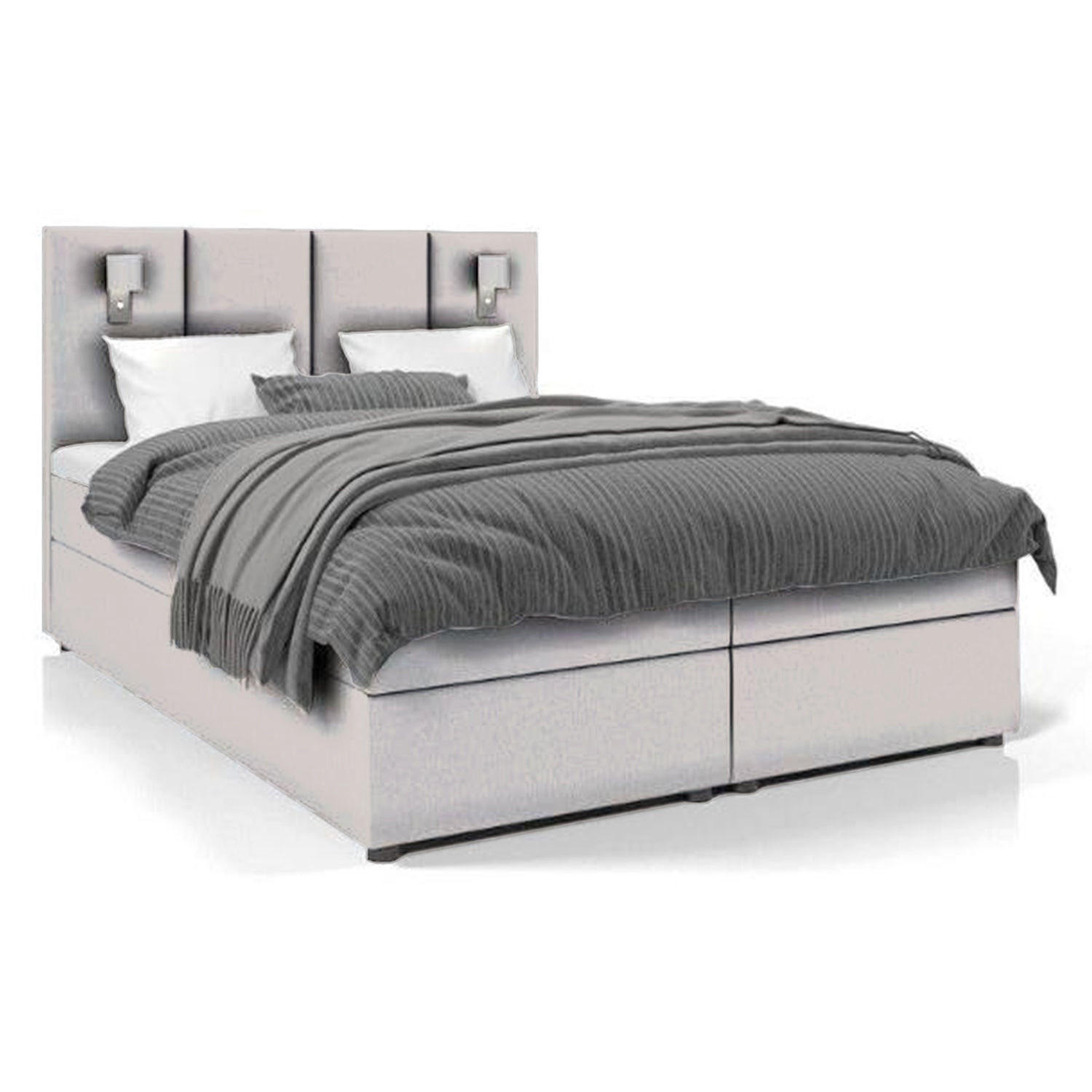 BOXBETT Parma Bonellfederkern inkl. 7-Zonen Topper T-30 mit Bettkasten - Grau, Holz/Holzwerkstoff (180/200cm) - Best For Home