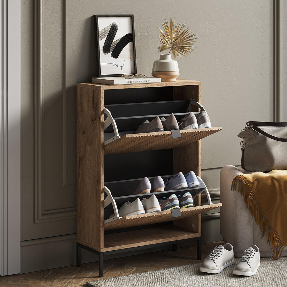 BOTNÍK NA BOTY Eliza Dub Viking - barva dubu, kompozitní dřevo (60/92/24cm) - Vicco