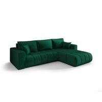 ECKSOFA LARA PREMIUM rechts grün Velours Monolith 37 - Schlaffunktion, Bettkasten - Grün, Textil (280/174cm) - Cornero