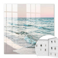 SCHLÜSSELBOX Weiß 30x30 cm – Türöffnung nach rechts - Meereswellen - Blau, Metall (30/30/5cm) - TULUP
