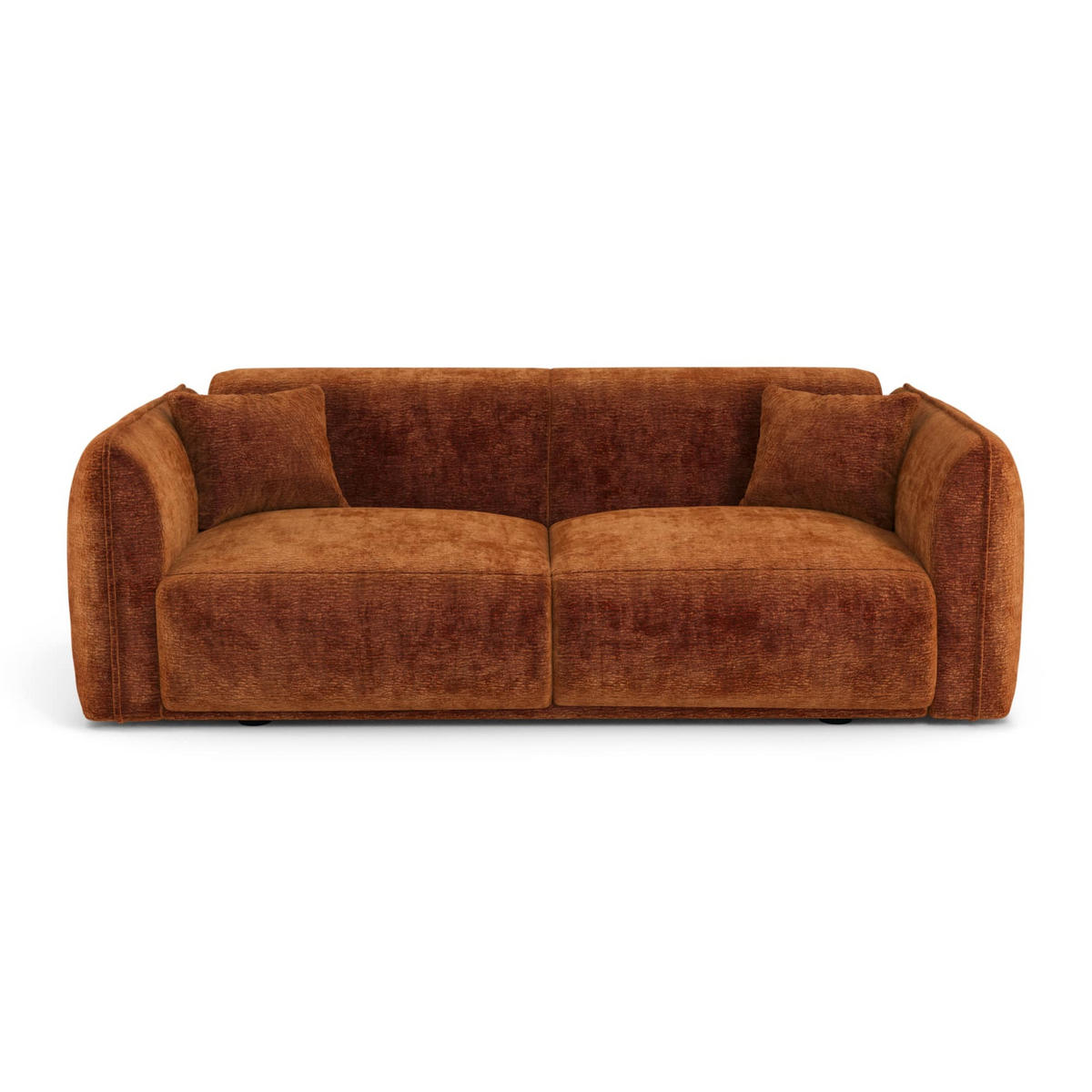 SOFA LUSH Gemusterter Samt Terrakotta 205cm - Dunkelorange/Terracotta, Textil (205/72.5/90cm) - Premium Interiors