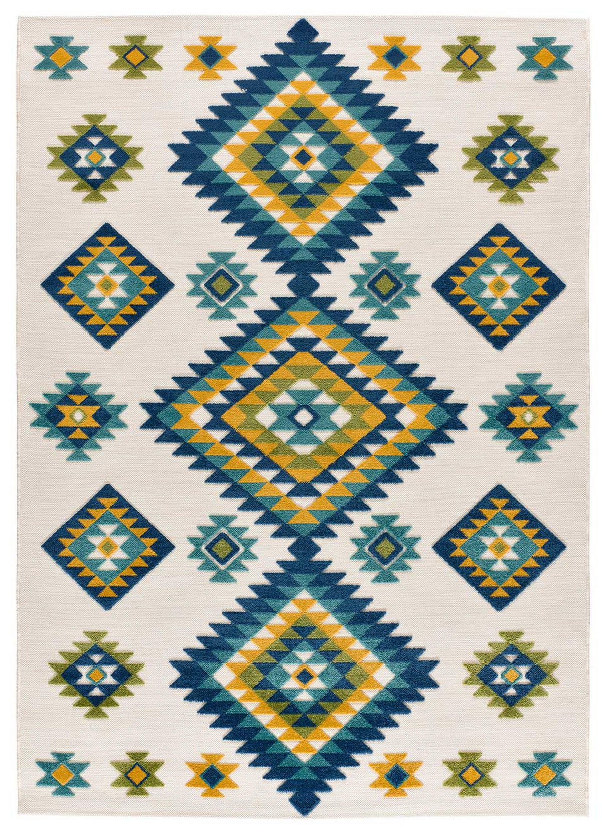 OUTDOORTEPPICH Weiß Mila 80/150 cm - Blau/Gelb, Kunststoff/Textil (80/150cm) - Atticgo