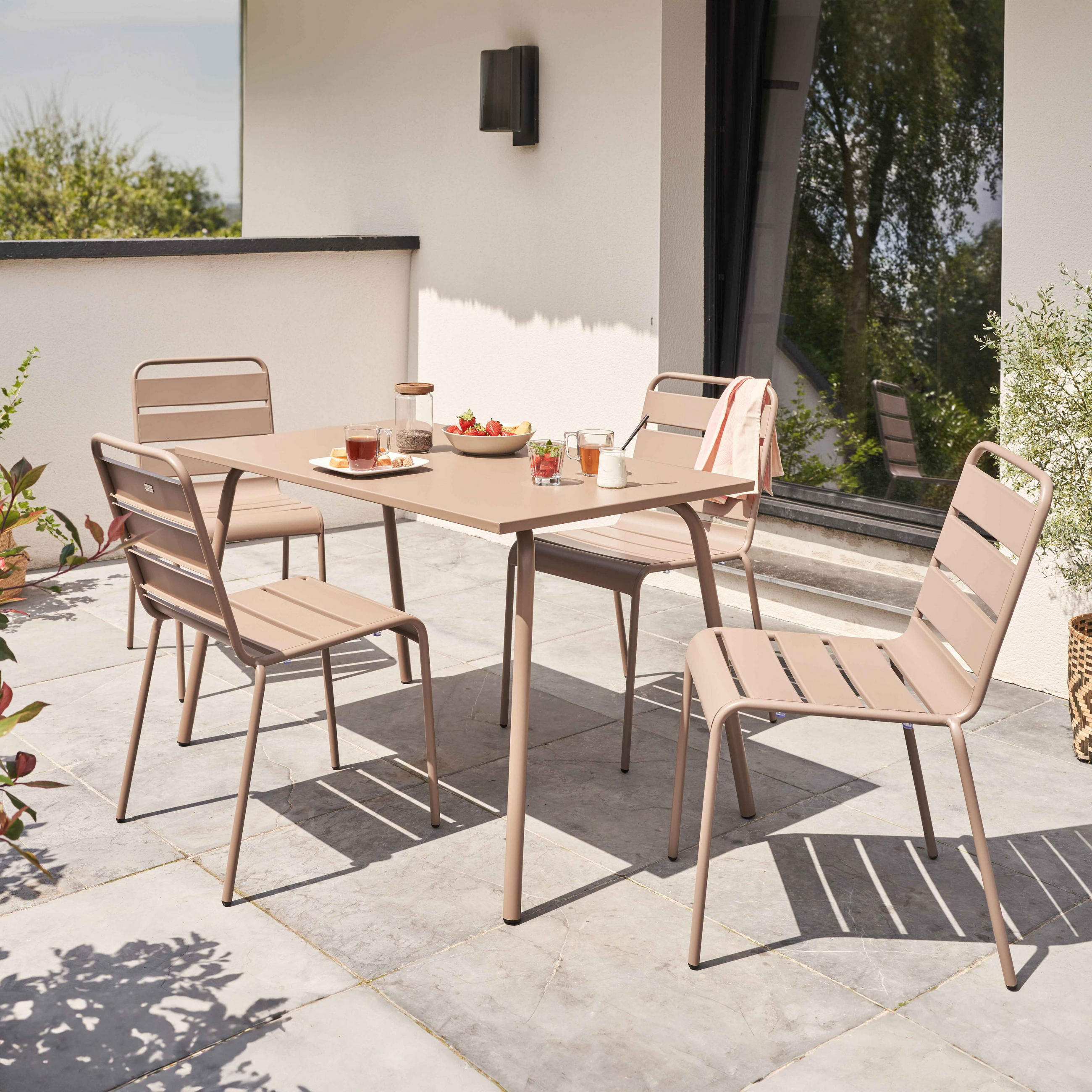 GARTENSET 5-tlg., Taupe - Taupe, Metall - Oviala