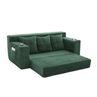 2-SITZER Bodensofa ausklappbar, Getränkehalter/Seitentaschen, Cord, Grün - Grün, Textil (172/64/87cm) - LVHOM