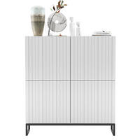 KOMMODE Elpis 4D Weiß Matt mit metallrahmen Glamour 112 cm - Schwarz/Weiß, Holzwerkstoff/Metall (112/126/36.5cm) - Meble Lindner