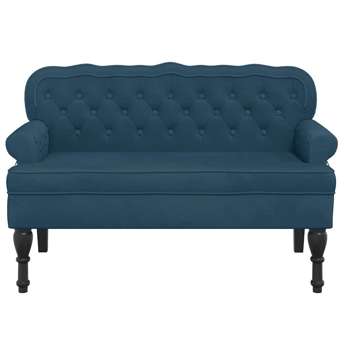 SITZBANK Mit Rückenlehne Blau 119,5/64,5/75 Cm Samt - Blau, Naturmaterialien (64.5/75/119.5cm) - vidaXL