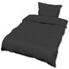 BETTWÄSCHE Julie 135/200 cm + Kissenbezug 80/80 cm Schwarz Renforcé 2er Set - Schwarz, Textil (135/200cm)