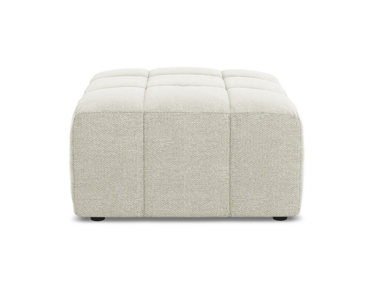 POUF Bouclé Stoff Beige - Sandfarben/Schwarz, Holzwerkstoff/Kunststoff (75/41/90cm) - Makamii