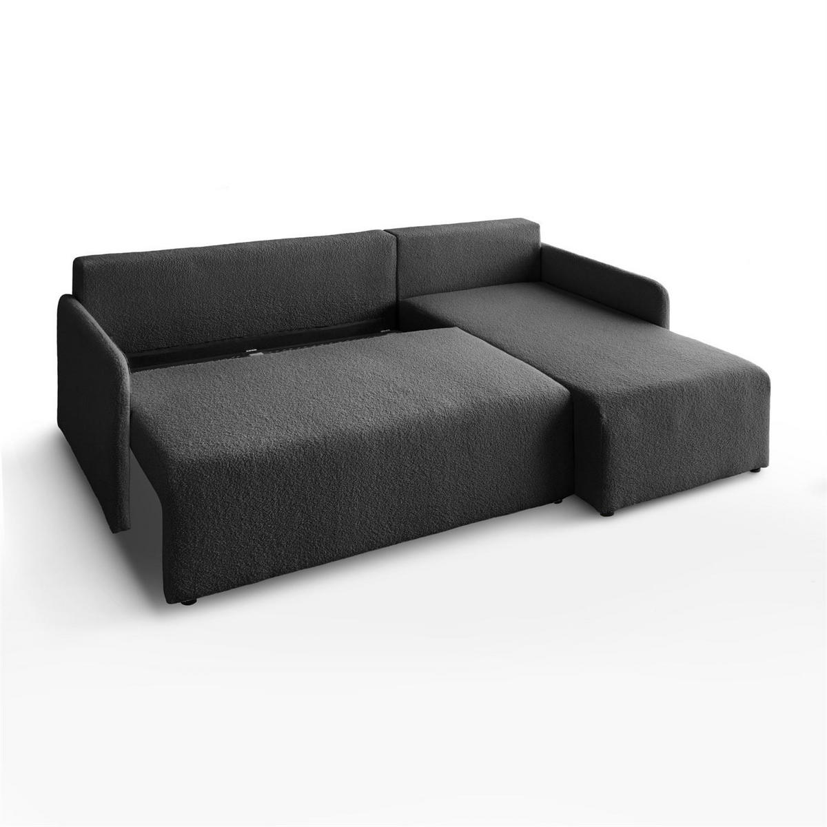 Ecksofa CUDDLE mit Schlaffunktion und Bettkasten, Quelle 92 - Dunkelgrau, Textil (213/145cm) - Lookway