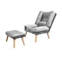 SESSEL Lola mit Fußhocker Rückenlehne 5-stufig einstellbar, silbergrau - Silberfarben, Holz/Kunststoff (75/100/60cm) - Margaret Hadas24
