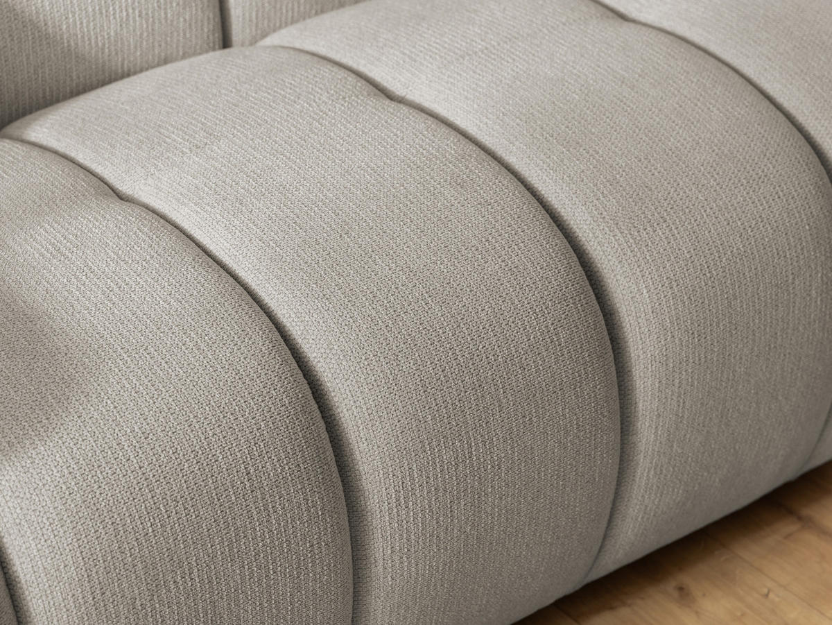3-SITZER SOFA Nubira in tief gesteppter Bubble-Optik aus weichem Taupe Strukturstoff im modernen Design - Taupe/Schwarz, Holz/Kunststoff (228/69/89cm) - S-Style Möbel