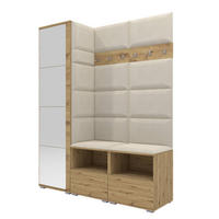 GARDEROBEN-SET Nela II mit Spiegel 150/187/40 - Silberfarben/Creme, Holzwerkstoff/Kunststoff (150/187/40cm)