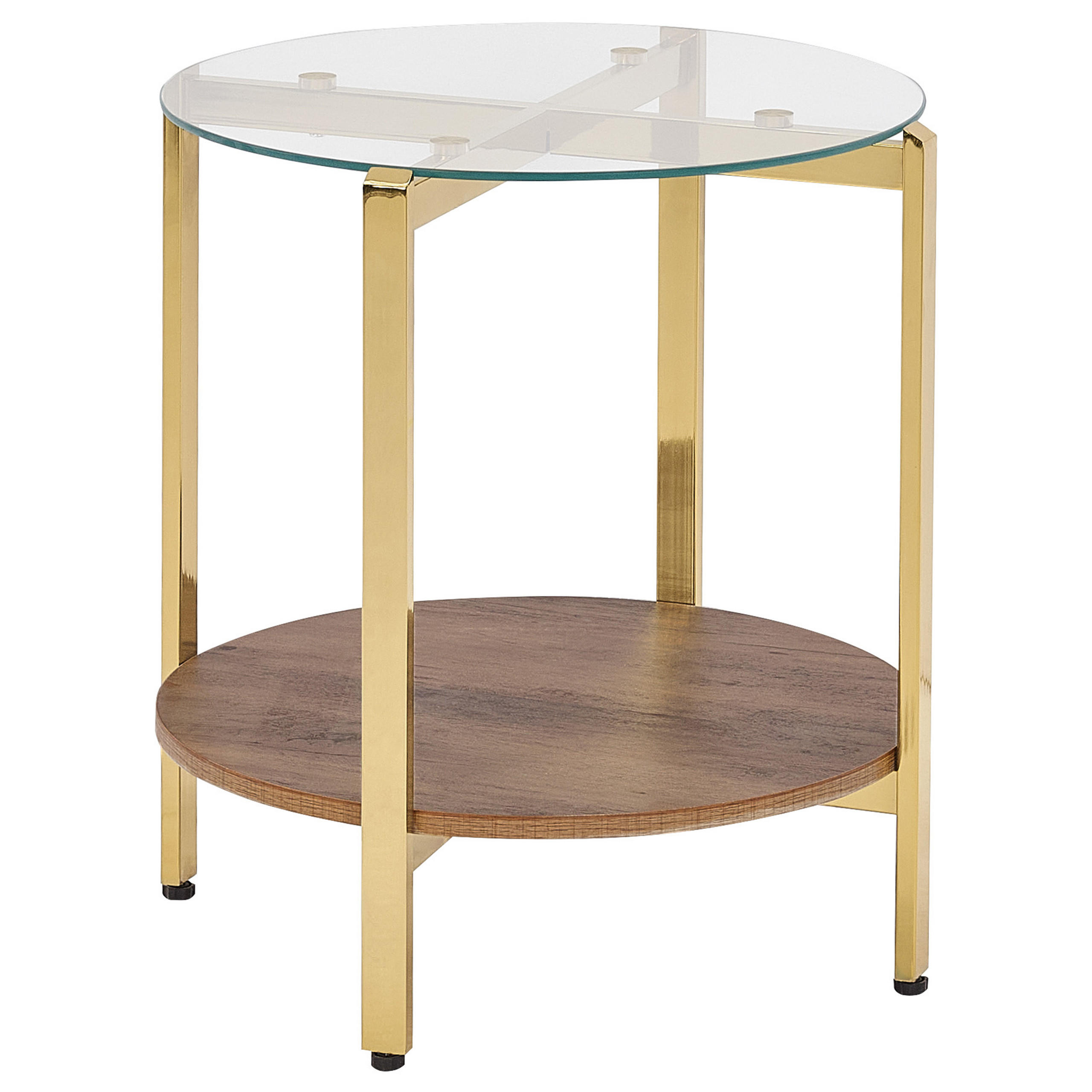 BEISTELLTISCH Gold/Dunkler Holzfarbton Lovell - Dunkelbraun/Goldfarben, Metall (50/50/55cm) - Beliani