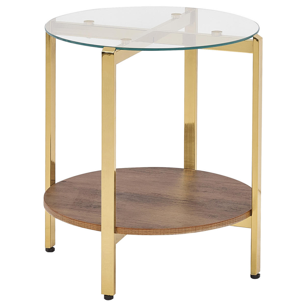 BEISTELLTISCH Gold/Dunkler Holzfarbton Lovell - Dunkelbraun/Goldfarben, Metall (50/50/55cm) - Beliani