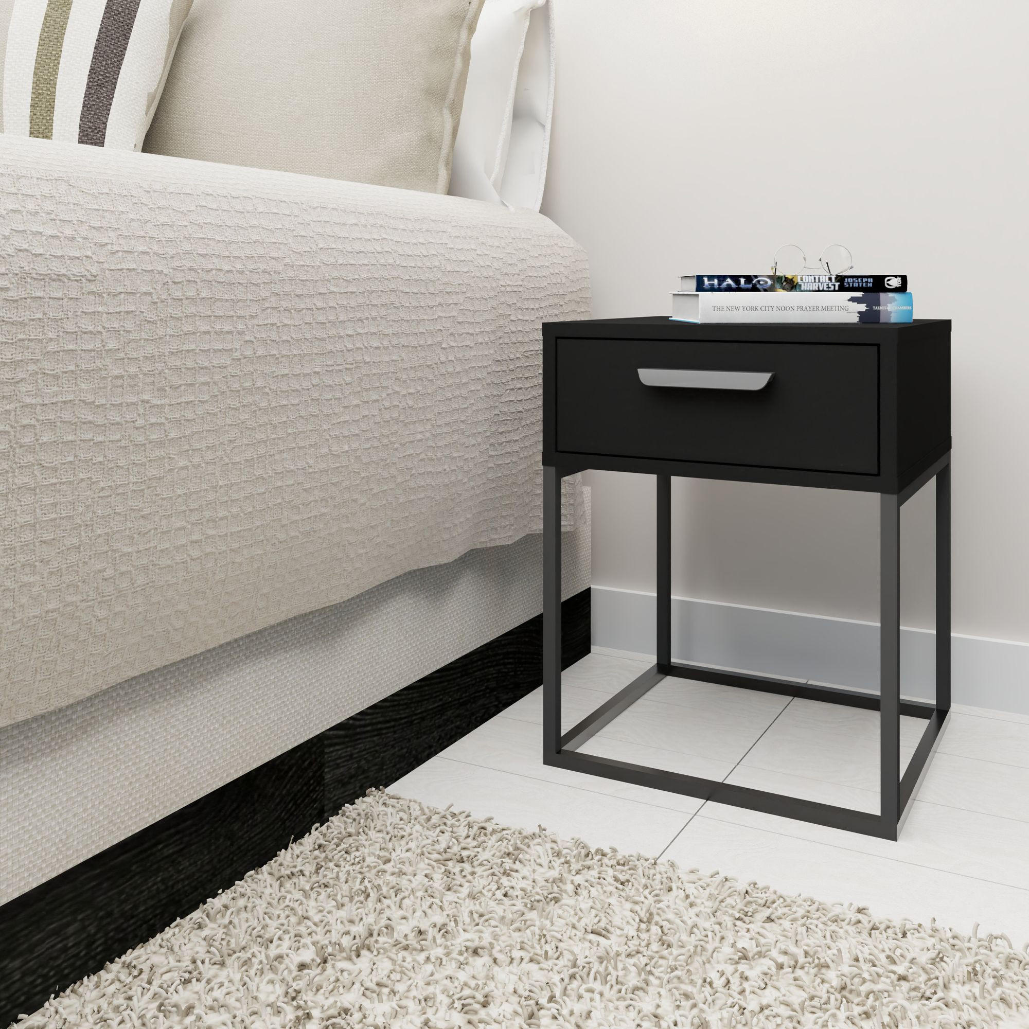 NACHTTISCH RECTUS 2-er Set - Schwarz, Holzwerkstoff (40/52/39cm) - KONSIMO®