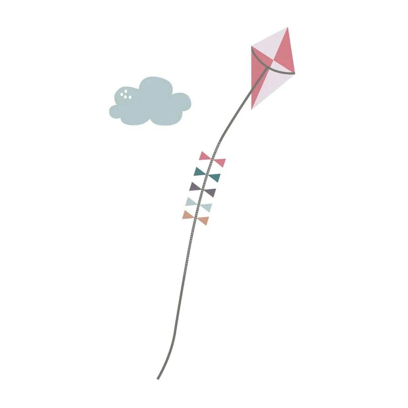 KINDERZIMMER WANDSTICKER Messlatte Papierdrache rosa - Pink, Kunststoff (17/24/10cm) - Sebra