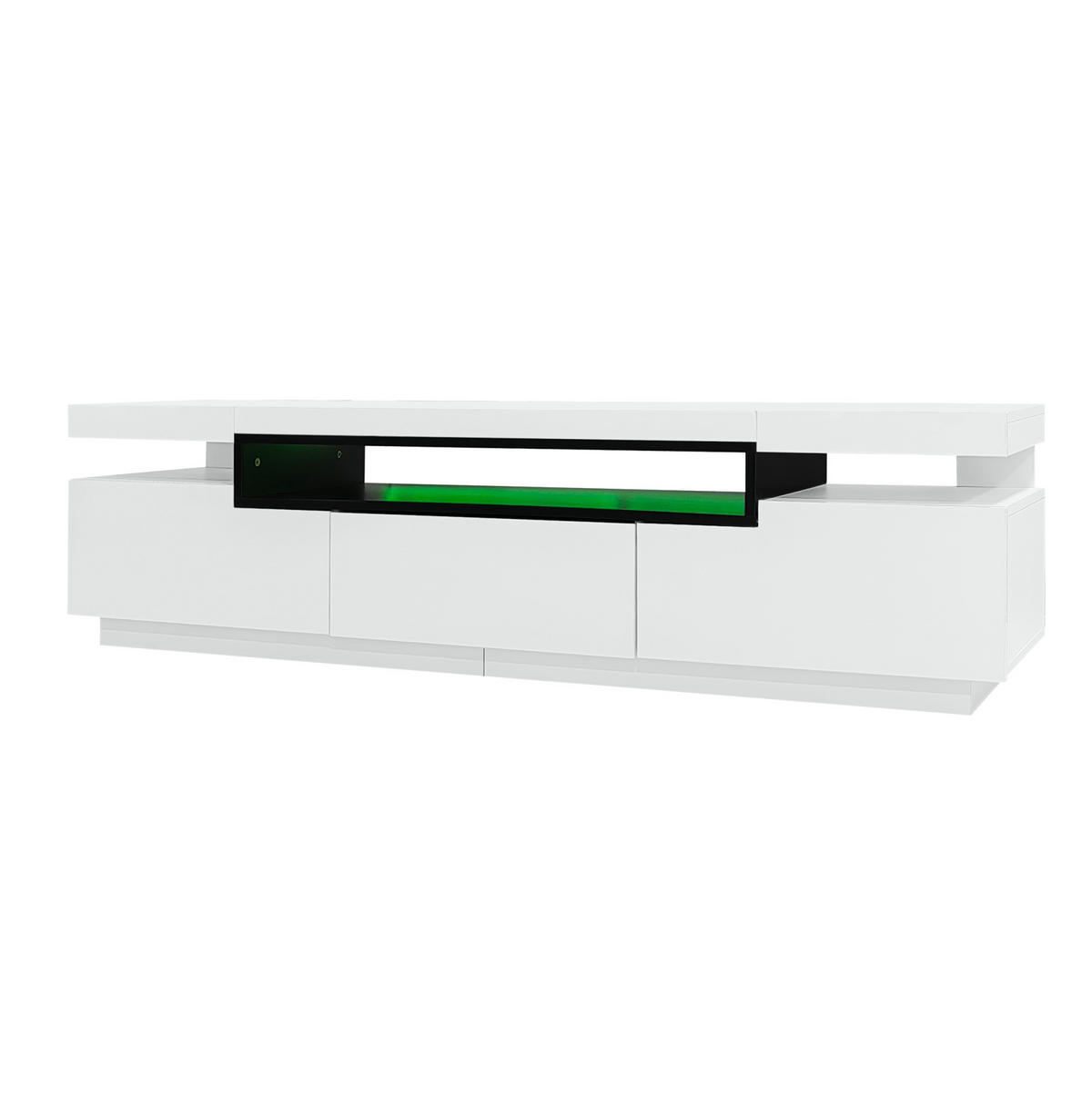 TV-LOWBOARD aus Spanplatte 160x39x42 cm Weiß mit LED-Beleuchtung und 3 Schubladen - Weiß, Holzwerkstoff (160/42/39cm) - IVMEU