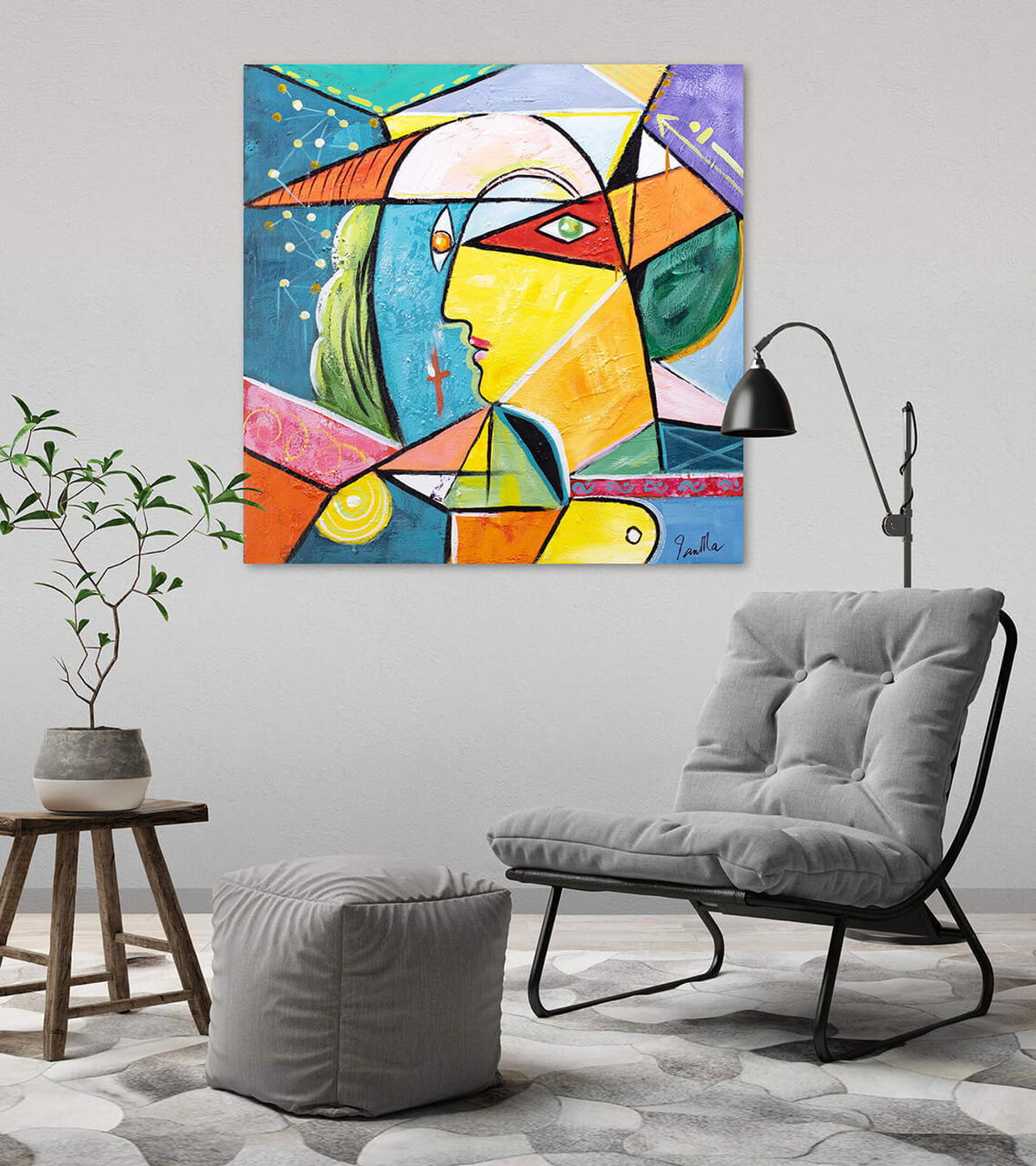 ACRYLBILD HANDGEMALT 80/80 cm - Multicolor, Holz/Textil (80/80cm) - KUNSTLOFT