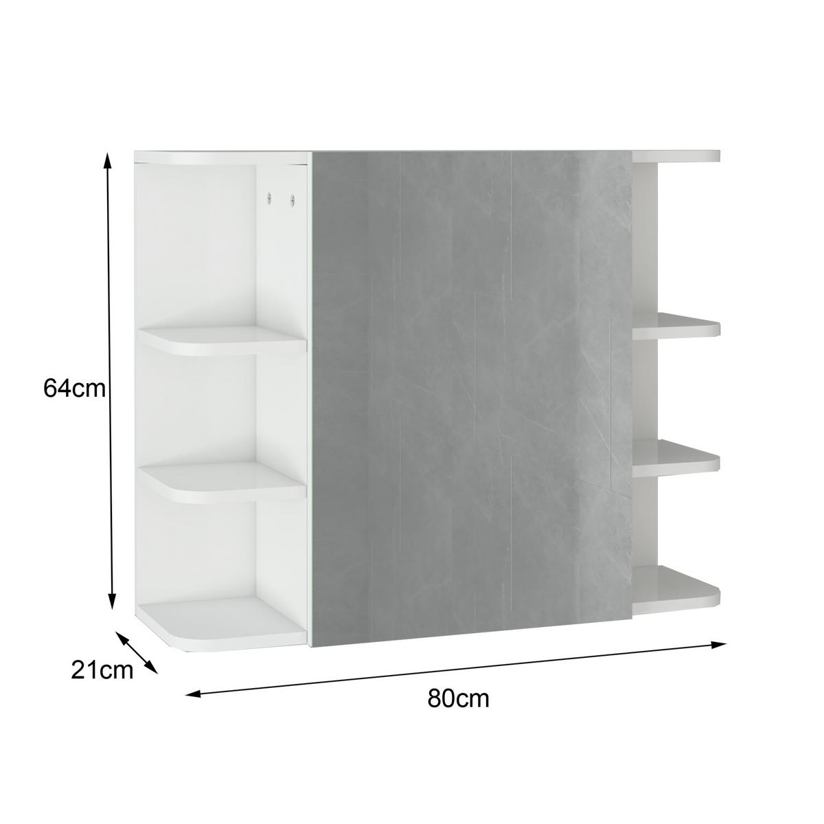 SPIEGELSCHRANK - Weiß, Holzwerkstoff (21/64/80cm) - ML-DESIGN