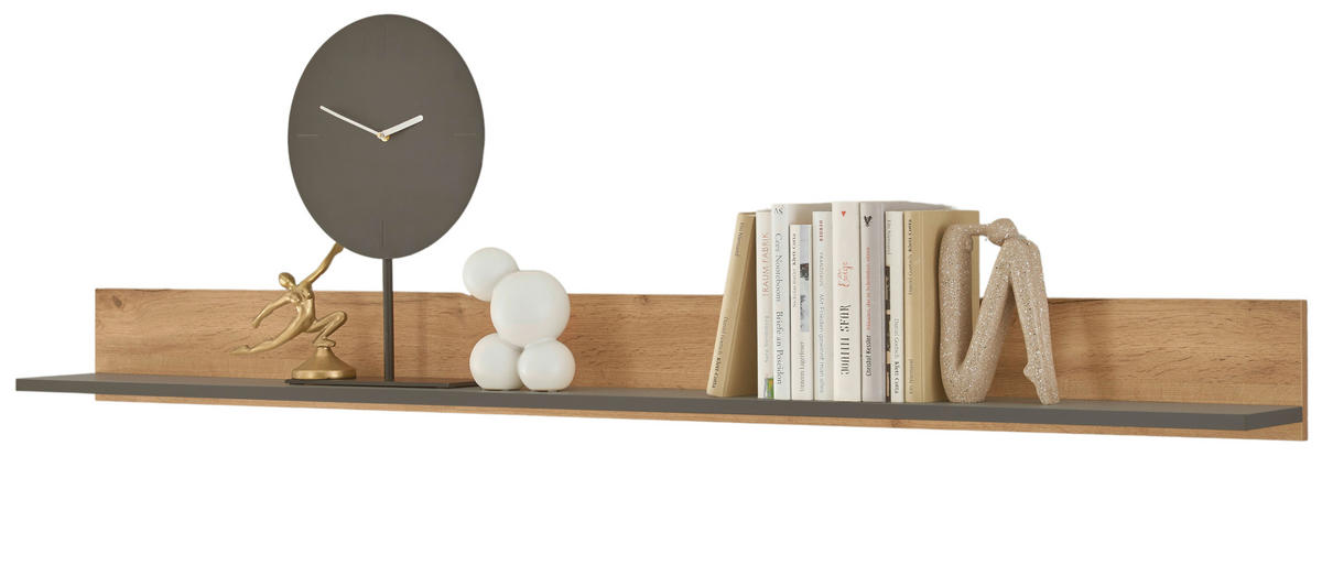 WANDBOARD Eiche Evoke, grau, Wandregal 170 cm - Naturfarben, Holzwerkstoff (170/15/17cm) - Furn.Design