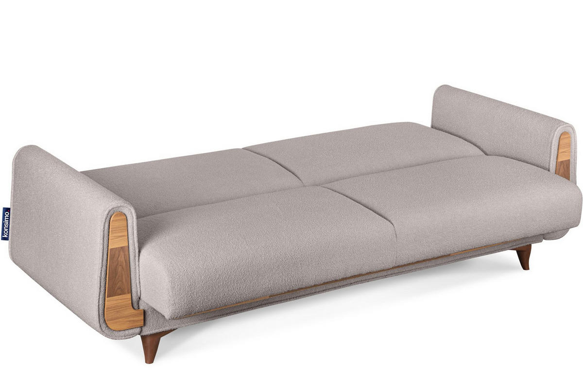 3-SITZER-SCHLAFSOFA GUSTAVO mit Armlehnen, grau - Braun/Grau, Holz/Holzwerkstoff (230/98/98cm) - KONSIMO®