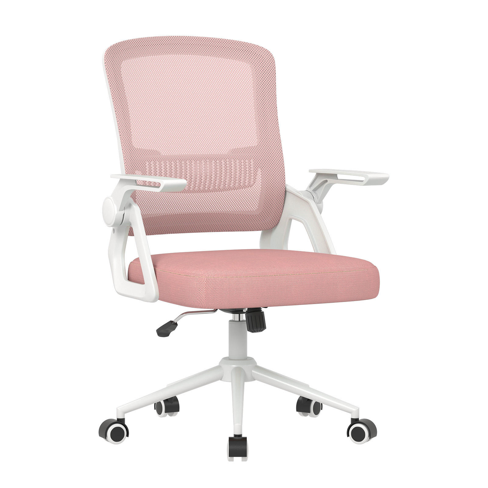 BÜROSTUHL Weiß-Rahmen Pink ergonomisch mit atmungsaktiver Rückenlehne - Pink, Metall (22.5/53/54.2cm) - Rattrix