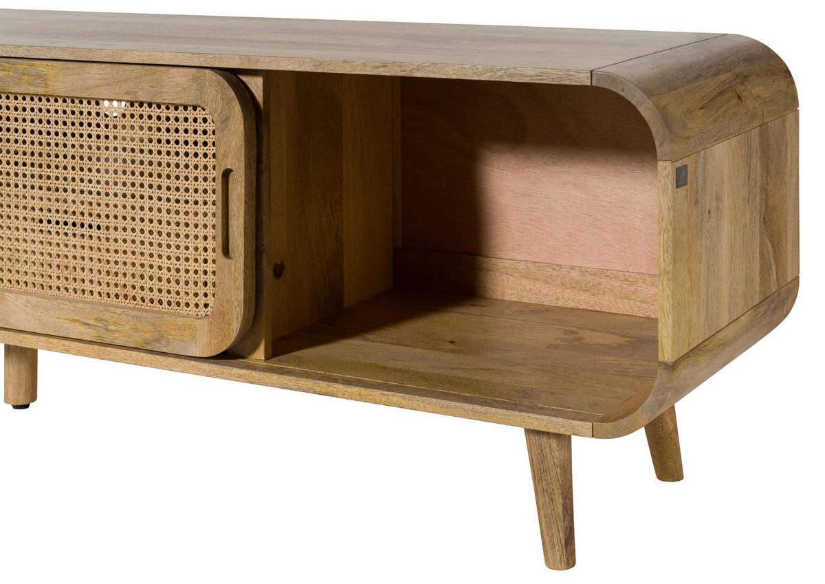 TV-BOARD Mango 200x40x50 natur lackiert VALENCIA #123 - Naturfarben, Holz (200/50/40cm) - Massivmoebel24