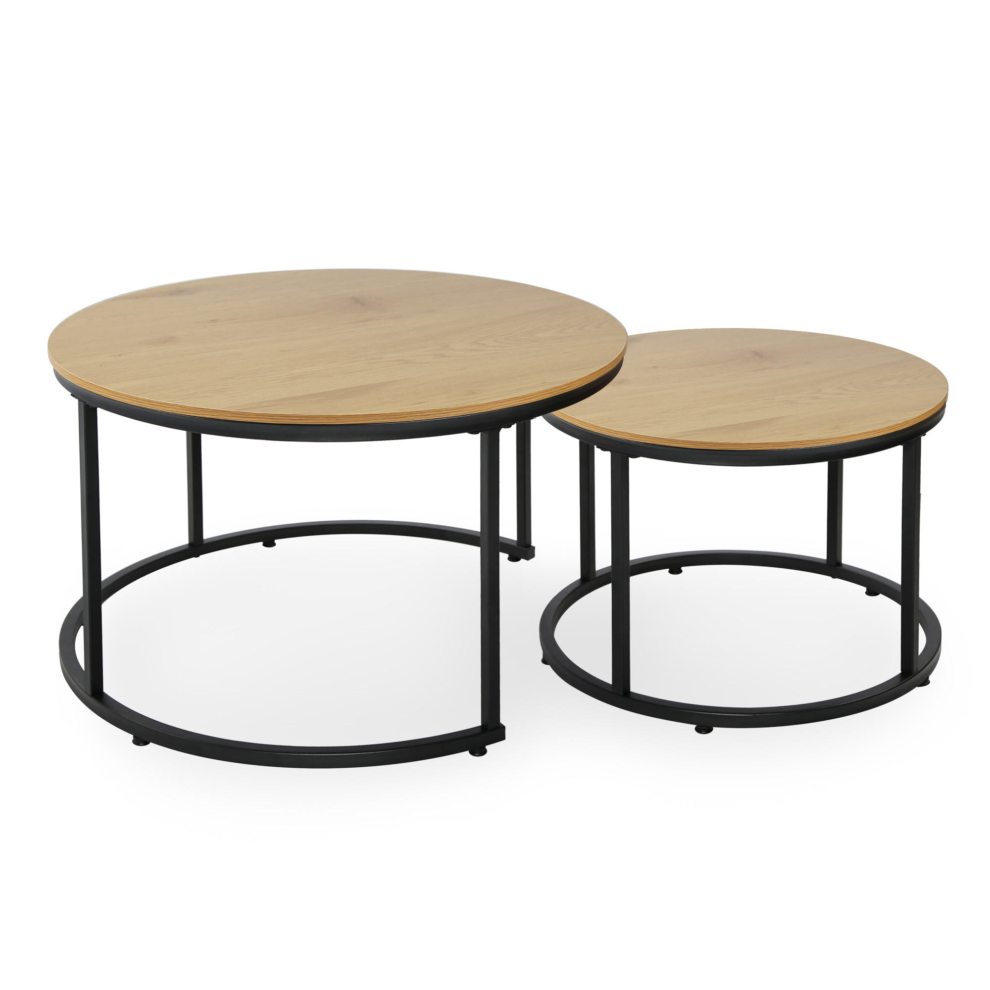 COUCHTISCH 2er Set rund Eiche hell - Hellbraun, Holzwerkstoff (70/70/42.5cm) - Home Collective