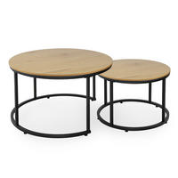 COUCHTISCH 2er Set rund Eiche hell - Hellbraun, Holzwerkstoff (70/70/42.5cm) - Home Collective